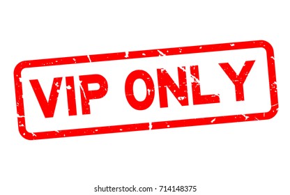 Grunge red VIP only wording square rubber seal stamp on white background