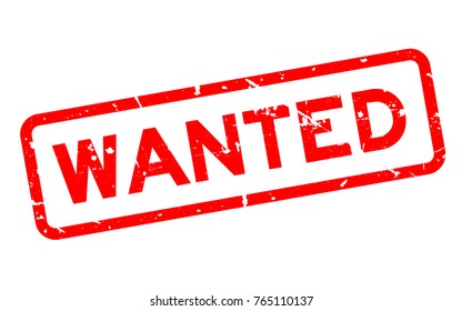 Grunge red wanted wording square rubber seal stamp on white background