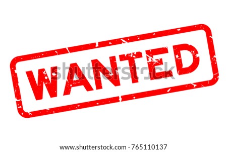 Grunge red wanted wording square rubber seal stamp on white background