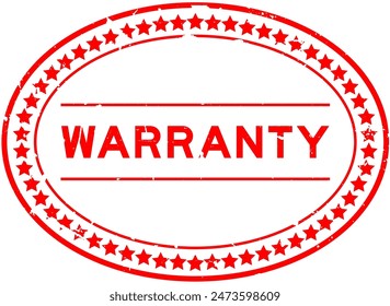 Grunge red warranty word oval rubber seal stamp on white background