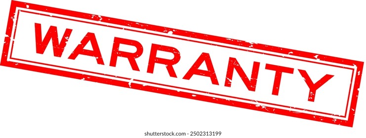 Grunge red warranty word square rubber seal stamp on white bacckground