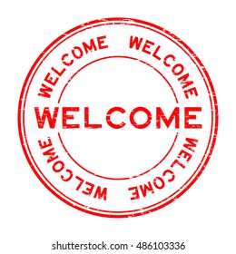 Grunge red welcome rubber stamp