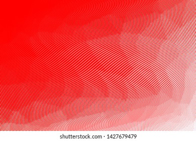 Grunge red white halftone dots pattern texture background. Low poly design. Modern gradient monochrome dotted vector illustration. Abstract wavy lines. 