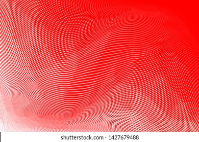 Grunge red white halftone dots pattern texture background. Low poly design. Modern gradient monochrome dotted vector illustration. Abstract wavy lines. 