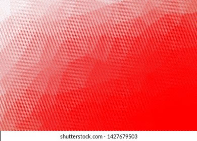 Grunge red white halftone dots pattern texture background. Low poly design. Modern gradient monochrome dotted vector illustration. Abstract wavy lines.  