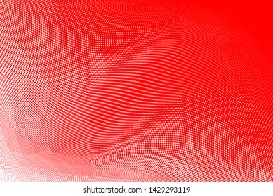 Grunge red white halftone dots pattern texture background. Low poly design. Modern gradient monochrome dotted vector illustration. Abstract wavy lines