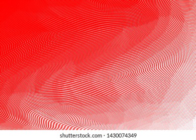 Grunge red white halftone dots pattern texture background. Low poly design. Modern gradient monochrome dotted vector illustration. Abstract wavy lines
