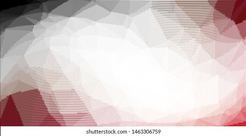Grunge red white halftone dots pattern texture background. Low poly design. Modern gradient monochrome dotted vector illustration. Abstract wavy lines