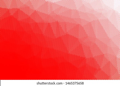 Grunge red white halftone dots pattern texture background. Low poly design. Modern gradient monochrome dotted vector illustration. Abstract wavy lines.Triangular polygon backdrop