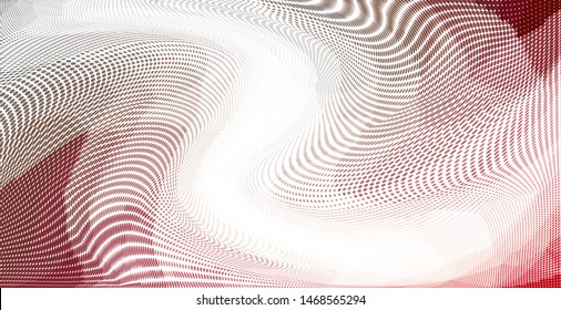 Grunge red white halftone dots pattern texture background. Low poly design. Modern gradient monochrome dotted vector illustration. Abstract wavy lines