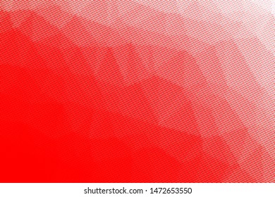 Grunge red white halftone dots pattern texture background. Low poly design. Modern gradient monochrome dotted vector illustration. Abstract wavy lines.Triangular polygon backdrop