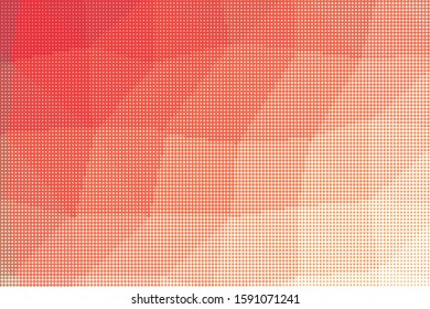Grunge red white halftone dots pattern texture background. Low poly design. Modern gradient monochrome dotted vector illustration. Abstract wavy lines. Triangular polygon backdrop