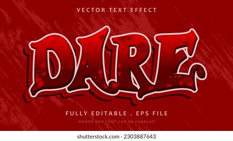 Grunge Red Word Dare Editable Text Effect Design. Effect Saved In Graphic Style