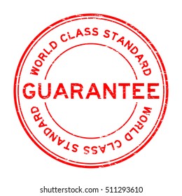 Grunge red world class standard guarantee round rubber stamp