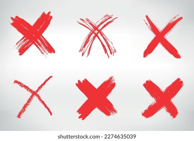 Grunge Red X.Vector Brush X Mark.