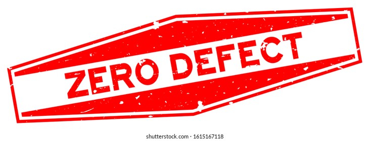 Grunge red zero defect word hexagon rubber seal stamp on white background
