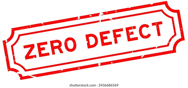 Grunge red zero defect word rubber seal stamp on white background