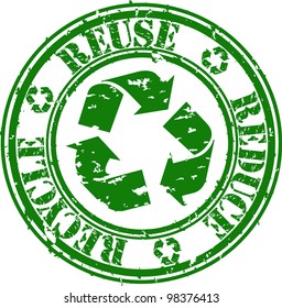 Grunge reduce, reuse and recycle rubber stamp, vector illustration