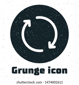 Grunge Refresh icon isolated on white background. Reload symbol. Rotation arrows in a circle sign.  Vector Illustration