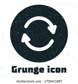 Icono de Refrescamiento aislado en fondo blanco. Volver a cargar símbolo. Las flechas de rotación en un signo circular. Dibujo de época monocromo. Ilustración vectorial