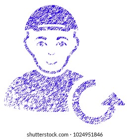Grunge Refresh Man rubber seal stamp watermark. Icon symbol with grunge design and dirty texture. Unclean vector blue sign refresh man.