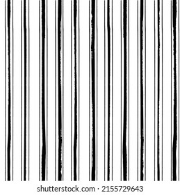 Grunge regency stripe vector pattern. Seamless textured striped background. Grungy irregular design. Painted brush strokes stripes. Hand drawn thin lines. Abstract monochrome black and white repeat.