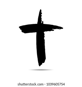 Grunge Religion Cross . Black Paint . Vector

