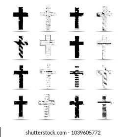 Grunge Religion Cross . Black Paint . Vector
