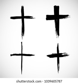 Grunge Religion Cross . Black Paint . Vector
