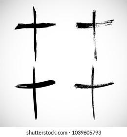 Grunge Religion Cross . Black Paint . Vector
