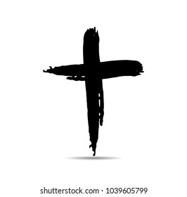 Grunge Religion Cross . Black Paint . Vector
