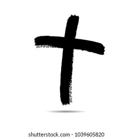 Grunge Religion Cross . Black Paint . Vector
