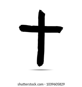 Grunge Religion Cross . Black Paint . Vector
