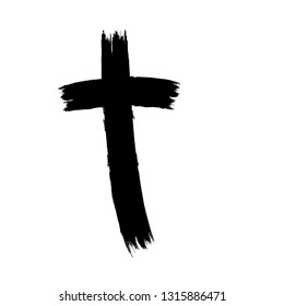 Grunge Religion Cross . Black Paint . Vector