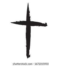 Grunge Religion Cross . Black Paint . Vector