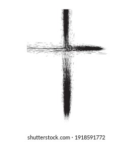 Grunge Religion Cross . Black Paint . Vector