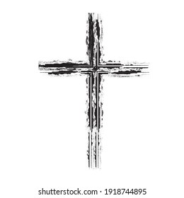 Grunge Religion Cross . Black Paint . Vector