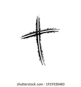 Grunge Religion Cross . Black Paint . Vector