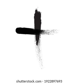 Grunge Religion Cross . Black Paint . Vector