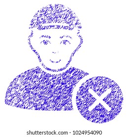Grunge Remove User rubber seal stamp watermark. Icon symbol with grunge design and dust texture. Unclean vector blue sign remove user.