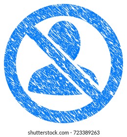 Grunge Restricted User icon with grunge design and scratched texture. Unclean vector blue Restricted User pictogram for rubber seal stamp imitations and watermarks. Draft sticker symbol.