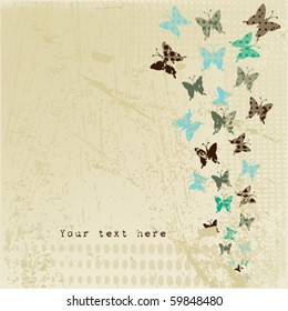 Grunge retro background with butterflies