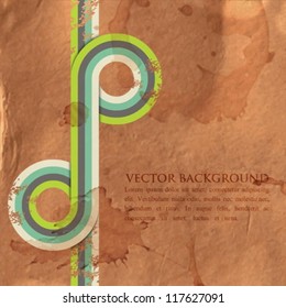 grunge retro background with colorful ribbons