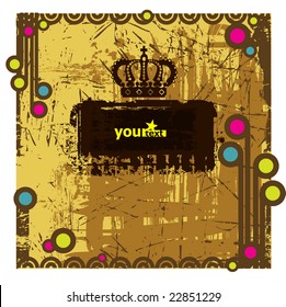 grunge retro background with crown