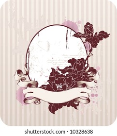 grunge retro background with flowers  banner and frame for photo or text