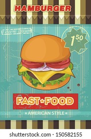 Grunge Retro Cards for Fast Food Menu. Elegance vintage design