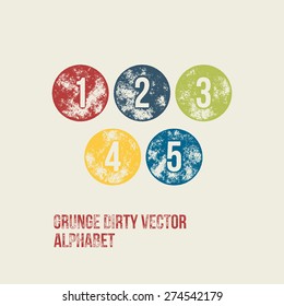 Grunge Retro Circular Stamp Type - Vector Numbers