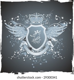  Grunge retro emblem with griffin's head