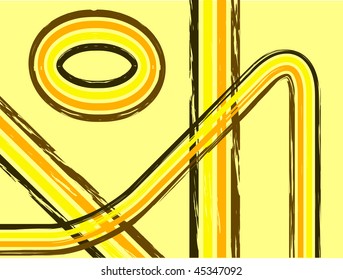 A grunge retro lines vector background in shades of brown and yellow