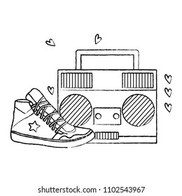 grunge retro radio technology and fashion sneaker